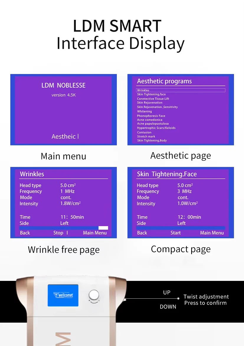 Newest Non-Invasive Painless  Germany Multifunction Wrinkle Remove Skin Rejuvenation Machine LDM 10Mhz Ultrasound Beauty Machine